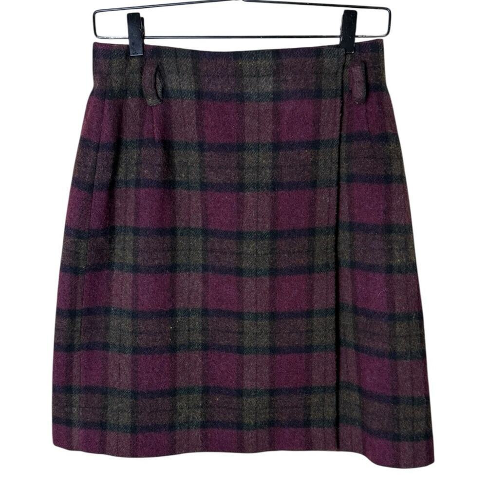 Vintage Eddie Bauer Women’s Sz 8 Wool Wrap Skirt Plaid Mini